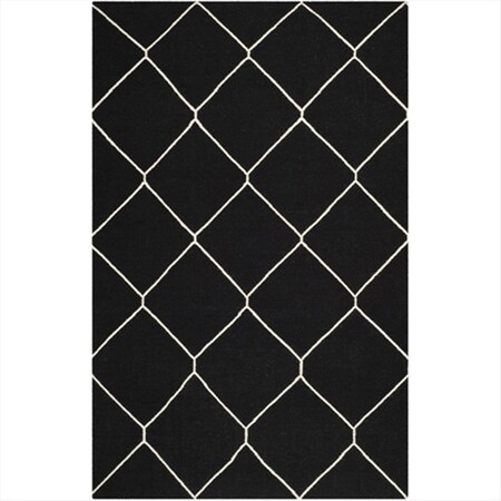 Safavieh 6 x 9 ft. Rectangle- Contemporary Dhurries Black And Ivory Flatweave Rug DHU635A-6